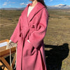 Mid-Length Autumn and Winter Hooded Double Sided Cotton Cashmere Coat Female 100% Wool Loose Thick Woolen Coat