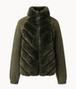Women Chic Faux Fur Patchwork Short Jacket Cause Full Sleeve Loose Zipper Furry Warm Quilted Coat Lady Winter Street Wear