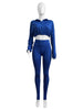 Street Women's Set Zipper Fly Crop Sweatshirt and Jogger Sweatpants Elegant Fall Sportwear Two 2-Piece Set Outfits