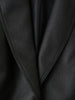 Suninherat Autumn Faux Leather Jacket Black PU Jacket Coat with Belt Lapel Women's Outwear