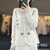 Autumn Winter Round Neck Embroidery Comfortable Ladies Sweater Coat Elegant Women Knitted Cardigan Sweater Jacket