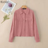 Women Autumn Corduroy Coats Lapel Neck Long Sleeve Jackets Woman Outwears Casual Buttons Up Coats Oversize