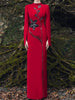 High Street Designer Party Vestido Women's Flowers Beaded Diamonds Beaded Slit Sleeve Long Maxi Dress