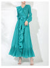 Chic Pleated Women's Dress Irregular Ruched Patchwork Design V Collar Niche Elastic Loose Lace Up Clothing 2DB1191