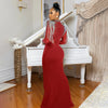 Women Mesh See Through Long Sleeve Diamonds Rhinestones Mermaid Long Dress Fall Evening Sexy Party Dresses Vestidos