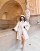 Elegant Faux Fur Collar Coat Women Winter Slim Patchwork Pocket Warm Trench Street Casual Long Faux Fox Fur Outerwear