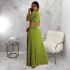 Women O-neck High Split Ruched Bodycon Midi Maxi Dress Fall Street Evening Party Club Vestidos Sexy Long Dresses