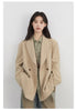 Women Blazers Solid Loose Double-breasted Wide Shoulder Office Ladies Suit Jacket Oversized Coat Spring Autumn