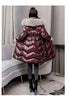 Winter Large Fur Collar Belt Thicken Down-cotton Jacket Women's Mid-length Coats Warm Slim Puffer Jacket Windbreaker Jacket