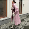 Women's Stand High Collar Single Metal Button Long Trench Coat Oversized Drop Shoulder Side Pocket Weekend Commute Casual Coat