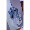 Women Denim Blouse Jacket Spring Autumn Korean Splicing Ladies Cowboy Shirt Tops Casual Stripe Female Windbreaker
