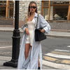 Solid Belted Maxi Trench Coats Women's Loose Full Sleeves Single-breasted Lace-up Windbreak Ladies Early Autumn Outwear