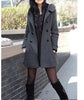 Winter Warm Mid-length Woolen Coat Women's Fall & Winter Long Sleeve Cotton Jacket with Hood Double-breasted Outerwear