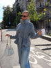 Grey Lace Up Short Woolen Coat Women Chic Solid Stand Collar Double Breasted Pocket Slim Jacket Lady Commute Street Wear