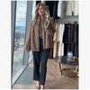 Women Brown Faux Fur Open Front Cardigan Coat Long Sleeve Collarless Loose Plush Outerwear Lady Elegant Winter Warm Furry Jacket