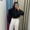 Solid Turn-down Collar Full Sleeve Coat Women Double Breasted Short Blazer Spring Lady Daily Casual Street Outfit