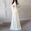 Women Chiffon Solid Ruffled Dress Flare Sleeve Round Neck Elegant Maxi Gown Evening Party Holiday Lady