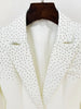 High Street Designer Runway Women's Slim Fit Single Button Rhinestone Diamonds Beaded Blazer Jacket