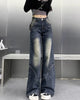 Autumn Women High Waist Straight Denim Pants Korean Aesthetic Slim Wide Leg Jeans Woman Vintage 2000S Washed Denim Trousers