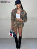 Tie-Dye 2 Piece Set Tracksuit Women Letter Print Zip Jacket+Waistband Puffy Skirt Matching Street Casual Vintage Suit
