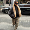 Women Faux Fur Collar Puffer Jacket Lapel Oversized Long Sleeve Warm Loose Thick Coat Female Winter Casual Jackets