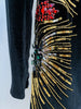 High Street Designer Women's Long Sleeve Sequined Rhinestone Diamonds Beaded Velvet Dress