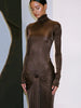 Turtleneck Long Sleeve Maxi Dress For Women Irregular Bodycon Long Dress Femme Temperament Evening Dress