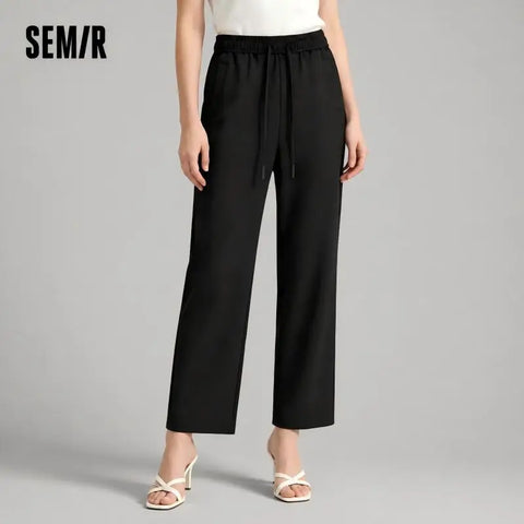 Casual Trousers Women Versatile Wide-leg Trousers Spring Drawstring Sweatpants