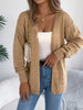 Solid Color Hollow Lantern Long Sleeve Sweater for Women Casual Cardigan Sweaters Autumn Winter Mid-length Jacket Tops