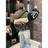 Women's Patchwork Hooded Down Jacket Knitted Sleeves Letters Thickened White Duck Down Outerwear Jackets for Women