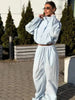 Women's Two-piece Set Stand Up Collar Short Zipper Cardigan Wide Leg Pants Autumn 19DB1233