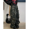 Military Green Womens Jeans High Waist Vintage Straight Baggy Y2K Denim Pants Hip Hop American Wide Leg Denim Trouser