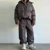 Casual Women's Polka Dot Padded Cotton Coat Pant Suit Hooded Full Sleeve Zipper Coats Straight Pants Winter Lady Ski Set