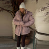 Solid Hooded Padded Jacket Women's Warm Long Sleeve Oversized Jacket Autumn Winter Lady High Street Outerwear