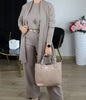 Pant Set Women Three Piece Sets Round Neck Full Sleeve Tops Mid Length Coats Wide Leg Long Pants High Waist Y2k Work