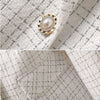 White Checkered Suit Jacket For Women Spring Autumn Small Fragrant Elegant Suit Coat Female Blazer