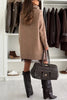 Women's Dress 2-piece Knitted Sweater Turtleneck Lace Loose Drop Shoulder Long Sleeve Female's Mini Skirt