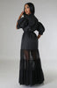 Women Puff Half Sleeve Cascading Ruffles Mesh Patchwork Shirt Style Maxi Dress Autumn Street Long Dresses Vestidos