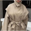Solid Stand Collar Trench Short Coats Button Long Sleeve Pocket Zipper Windbreaker Lady High Street Outerwear