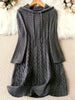 Women's Autumn and Winter Casual Solid Color Long-Sleeved Loose Pullover Knitted Hooded Large Size Sweater Dress