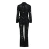 High Street Designer Runway Suit Set Women's Single Button Guipure Lace Blazer Flare Pants Set