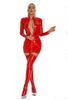 Sexy Women Latex PU Micro Mini Dress Shiny Zipper Open Bust Long Sleeve Costume Tight Dress Elastic Bodycon Pack Hip Leoatrd