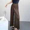 Elegant Navy Blue Pleated Wrap Wide Leg Pants Women High Waist Vertical Pleat Casual Trousers Spring 2DB7425
