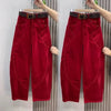 Large Size 4XL Autum Winter Trousers Women Corduroy Straight Leg Pants Retro Ladies Loose Wide-leg Pantalons