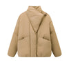 Women's Winter Lapel Puffer Jacket Loose Y2K Down Cotton Coat Woman Solid Color Casual Windproof Warm Cropped Parkas