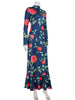 Flower Prints O Neck Women Dresses Sheath Elegant Evening Party Outfits Female Bodycon Long Sleeve Robes