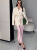Flowers Print Loose Suit Collar Coat For Women Elegant Belted Waist Cinching Suit Jacket Female Street Chic Top