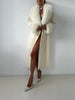 Lace-Up Long Overcoat Women's Coat Office Lady Elegant Woolen Furry Patchwork Long Sleeve Coats Loose Cardigan Jackets
