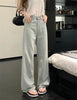Women Blue Baggy Plaid Jeans Vintage Y2k Cowboy Pants Harajuku Aesthetic Denim Trousers Trashy Japanese 2000s Style Clothes