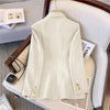 Autumn Winter Office Elegant Temperament Metal Buttons Coat Ladies Vintage Double-breasted Black Outerwear Women